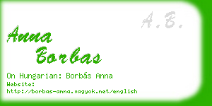 anna borbas business card